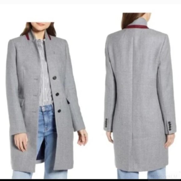 J.Crew Regent Topcoat Coat Double Serge Wool Light Heather Gray Size 10 - Picture 1 of 16
